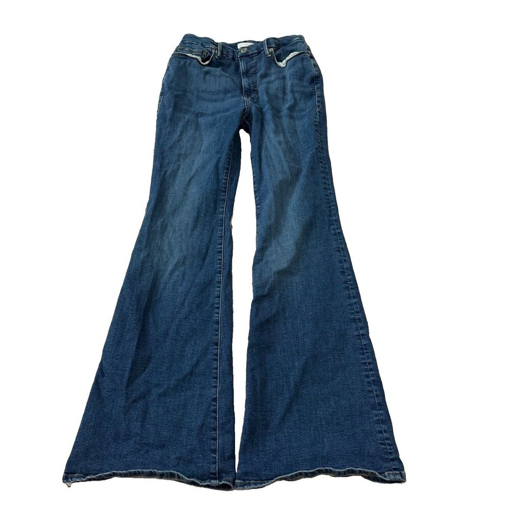 Good American Good Legs Flare Jeans Womens 30 Blue Mid Rise Stretch Denim 10/30